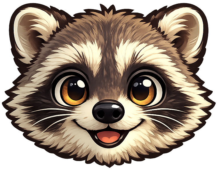 Jimothy's smiling raccoon face on the celebratory color field
